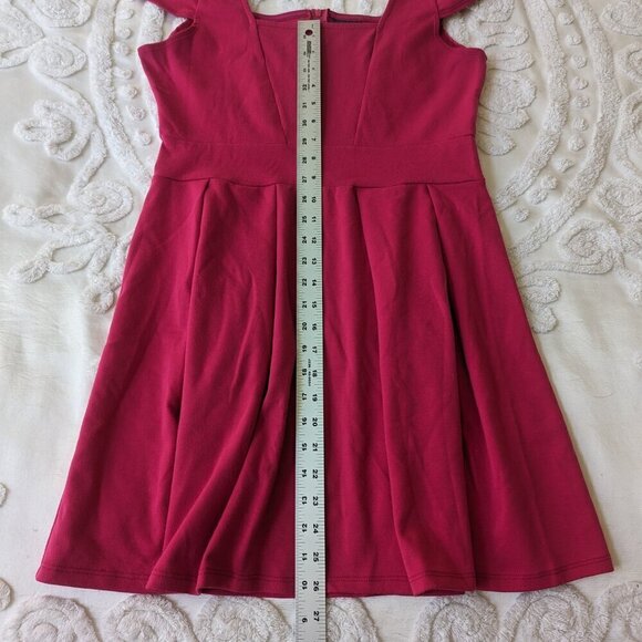 Dots bright pink mini skater dress cap sleeve Medium barbie cottagecore - Picture 7 of 10